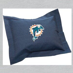 Miami Dolphins Denim Pillow Sham Measures 20" x 26"